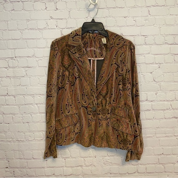 Caribbean Joe retro y2k colorful geo printed cotton ladies blazer size 10 petite - Picture 4 of 10